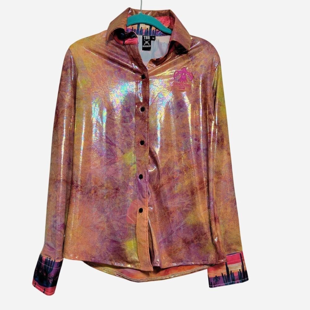 Thunderbird Brand Shiny Metallic Custom Design Cowgirl Rodeo Shirt Made in USA